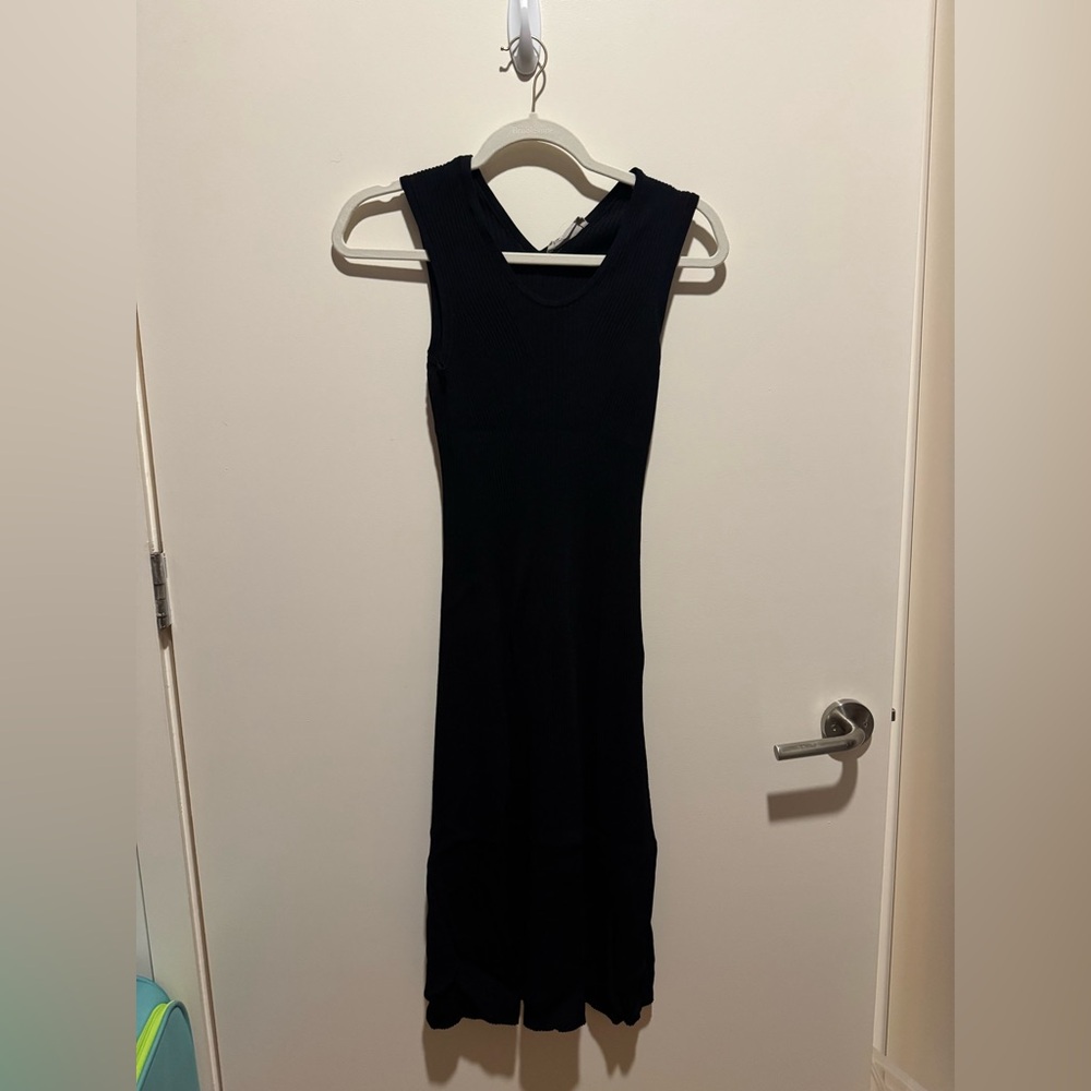 Everlane Black Ribbed Sleeveless Midi Dress
